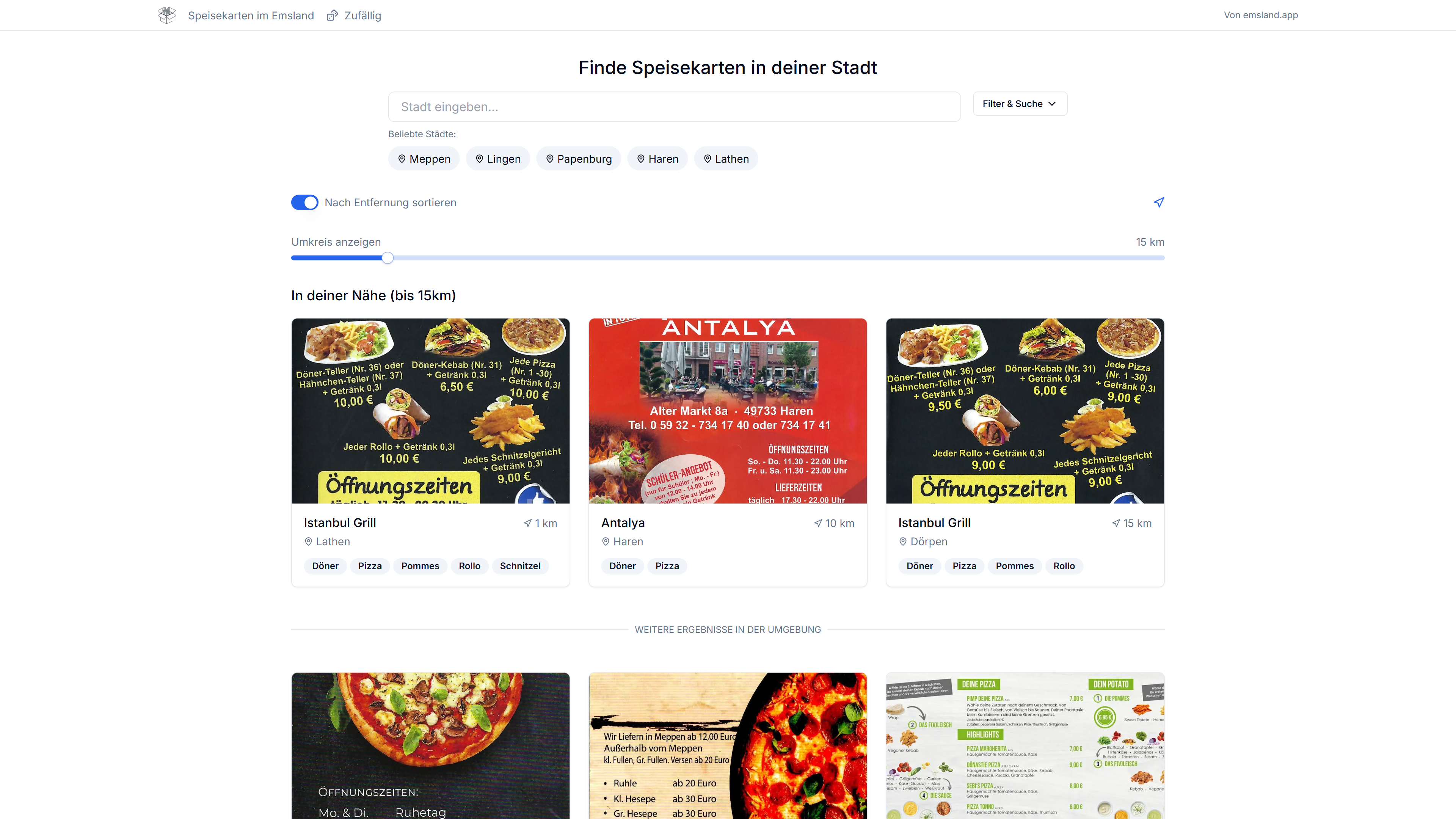 Digitale Speisekarte Desktop Version